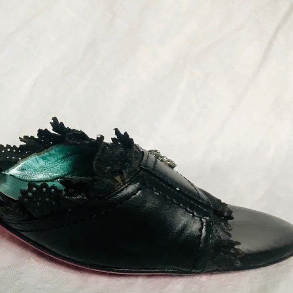 Emanuel Ungaro Black Kitten Heel Mule Sandal - Picture 2 of 8